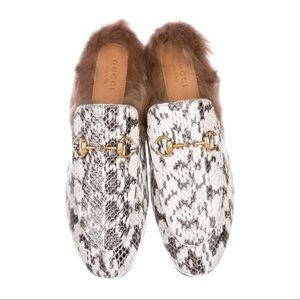 GUCCI Snakeskin Princetown Mules